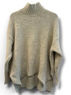 HQ Cream Ribbed Mock Neck Sweater